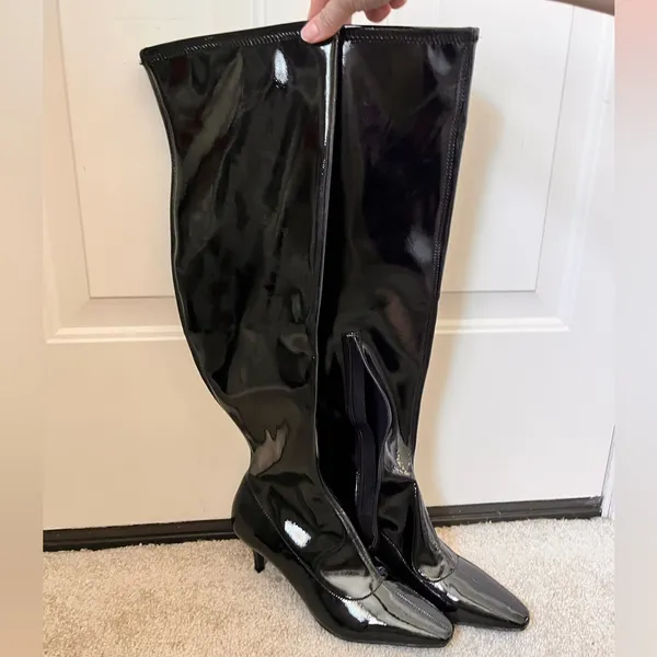 Abound Patent Leather Black Heeled Boots - Image 4
