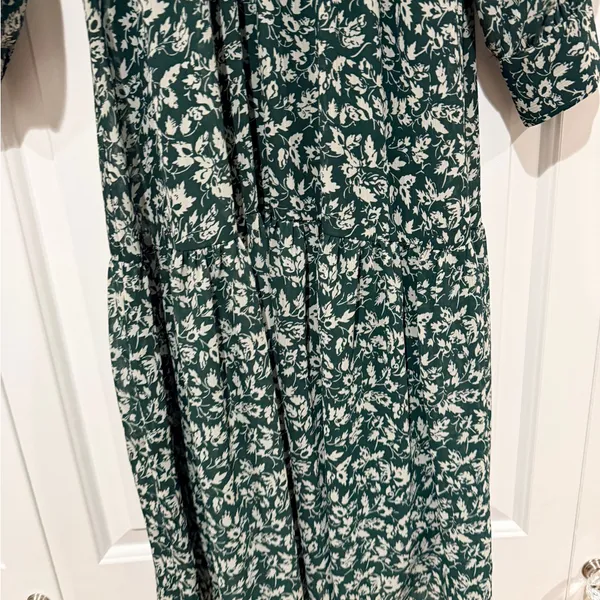 Madewell Green Floral Midi Dress | Size XS |‎ Long Sleeve - Image 7