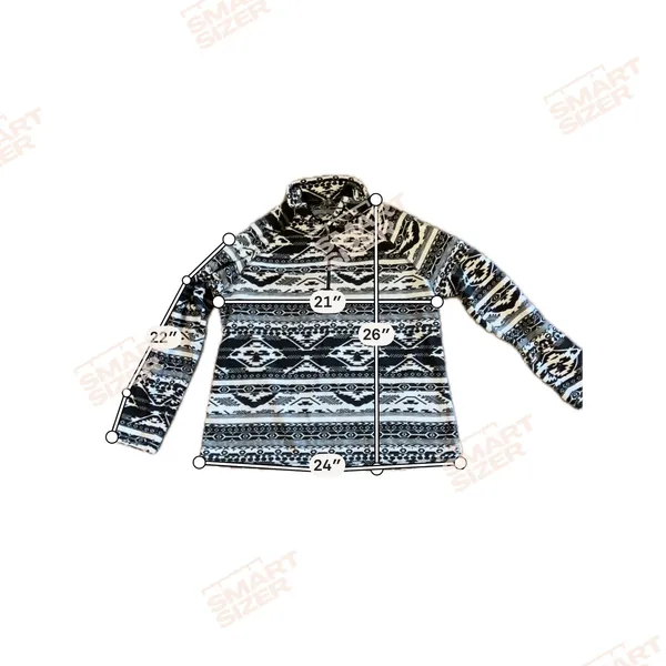 Eddie Bauer Womens XL Fleece Quarter Zip Pullover Black White Geometric Aztec‎ - Image 7