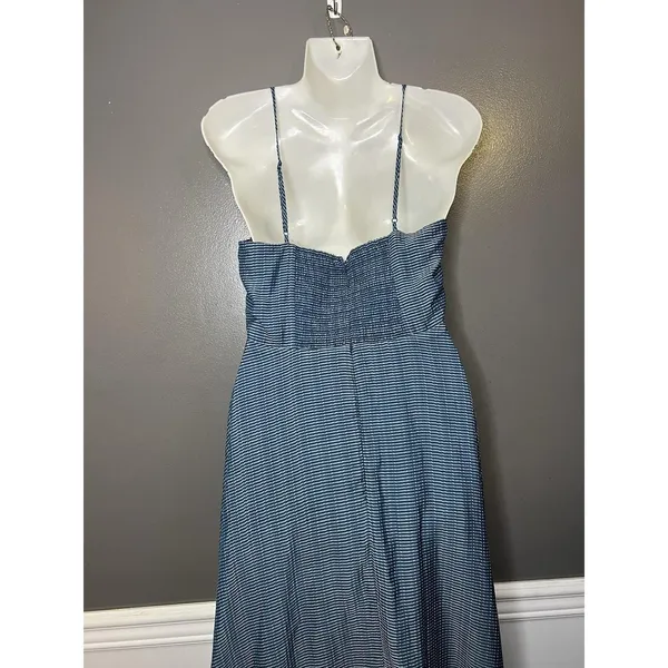 Wayf Dress Womens Medium Blue Striped Sweetheart Smocked Maxi Sundress Boho - Image 6