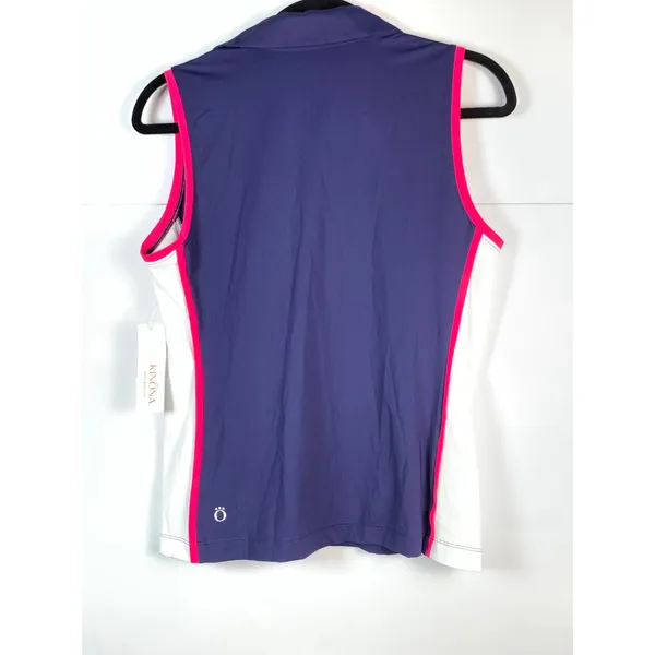 KINONA Golf Top Women S Navy Pink White Sleeveless 1/4 Zip Colorblock NWT - Image 14