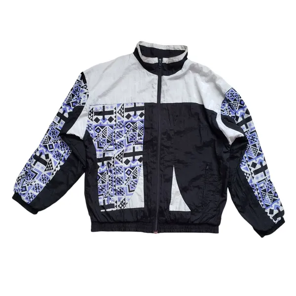 Vintage Etirel Windbreaker Jacket Medium Southwestern Aztec Geometric Lined 90s - Image 2