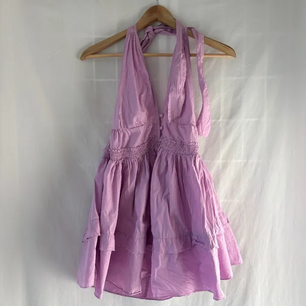 NWT Free People Sail away tunic tiered ruffle dress lilac purple small - Image 3