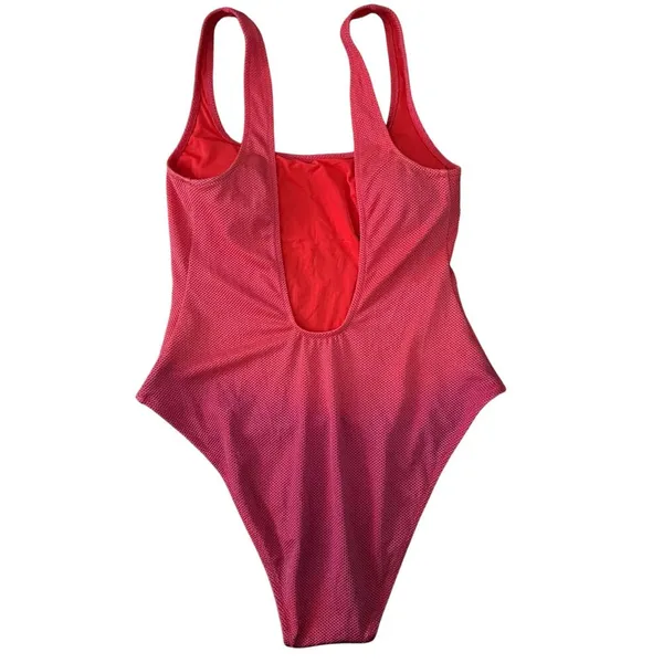 Shine Pique Babewatch One Piece Swimsuit Medium Women’s Red Sprinkle 4348 - Image 3