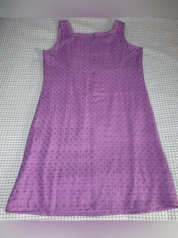 Fresh Produce Dress XL Cotton Eyelet Square Neck Tank Beach Cottage Core Purple - Image 8