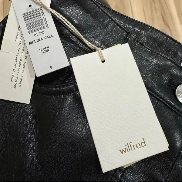 NEW Aritzia Wilfred Melina Tall Black Faux Leather Pants Women’s 6 - Image 4