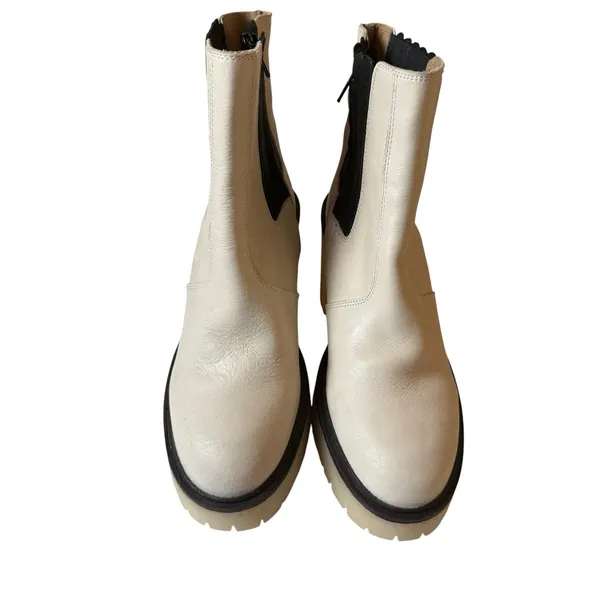 Free People Lug Sole James Chelsea Boots White Leather NEW Size EU 38 US 7.5 - Image 4