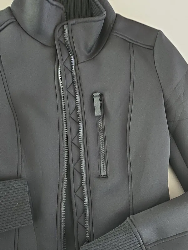 Zara Black Bomber Jacket with High Collar Size XS. - Image 6