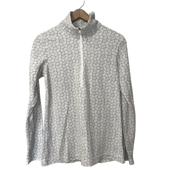 Columbia Womens Pullover Top Medium Gray‎ Geometric Print Quarter Zip Active - Image 2