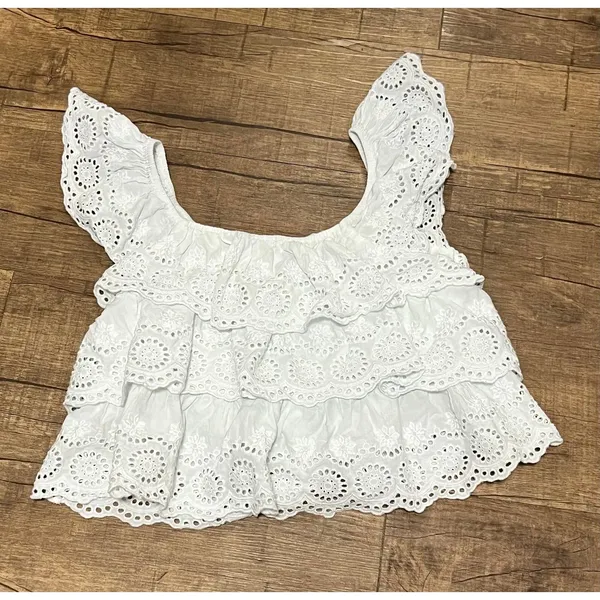 Love Shack Fancy LIV LA Eyelet lace ruffle top - Image 2
