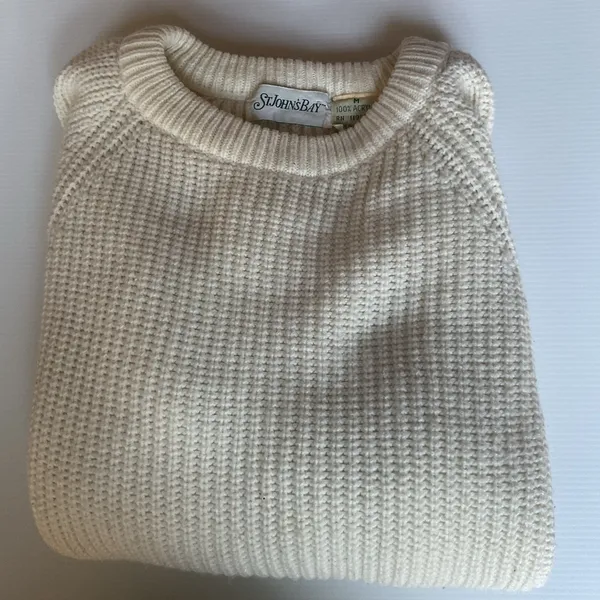 Vintage St. John’s Bay Cream Knit Pullover Sweater Women’s M Acrylic - Image 7