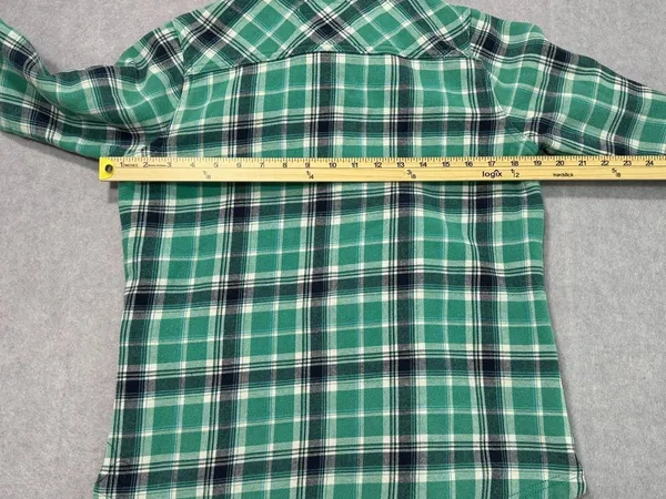 Orvis Flannel Fleece Lined Shirt Jacket Size Small Green Plaid - Image 6