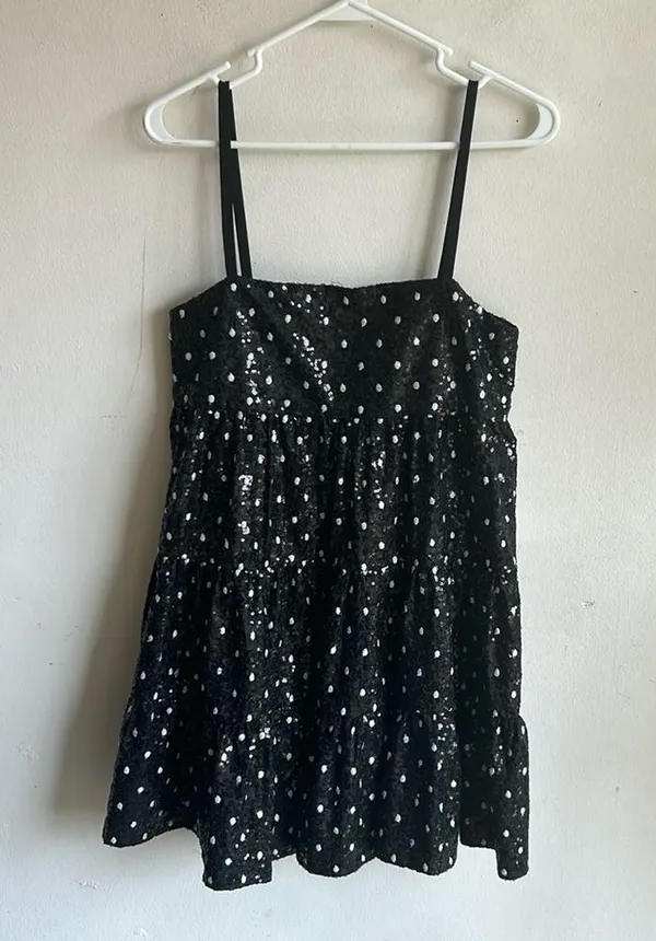 ZARA Polka Dot Sequined Babydoll Dress Size XS NWT - Image 5