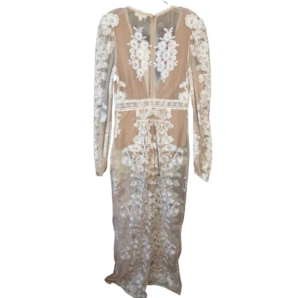 Free People For Love Lemons Temecula Jumpsuit Floral Embroidery Ivory Medium - Image 5
