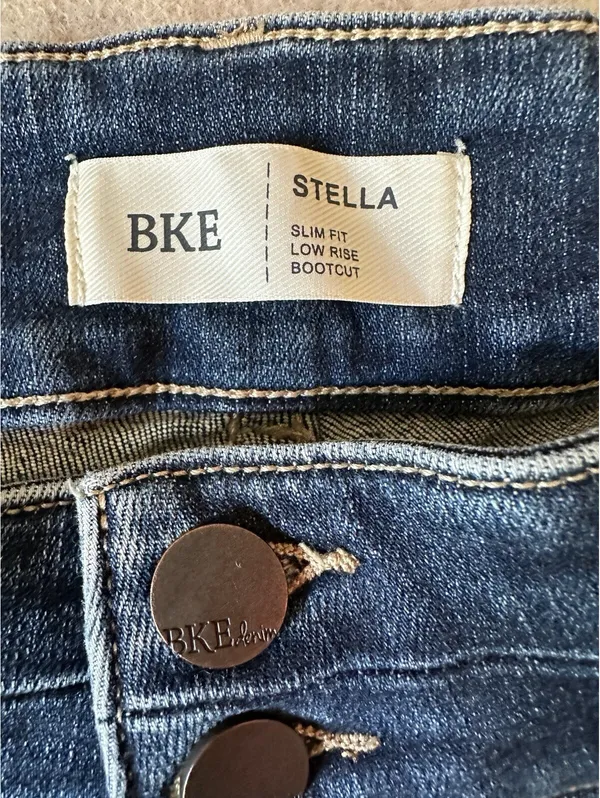 BKE Stella Jeans Womens 30x30 Dark Blue Bootcut Slim Fit Low Rise Double Button - Image 2