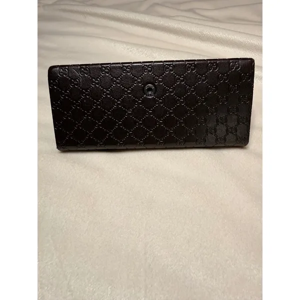 Gucci Dark Brown Guccissima Monogram Triangular Sunglasses Case Snap Closure - Image 8