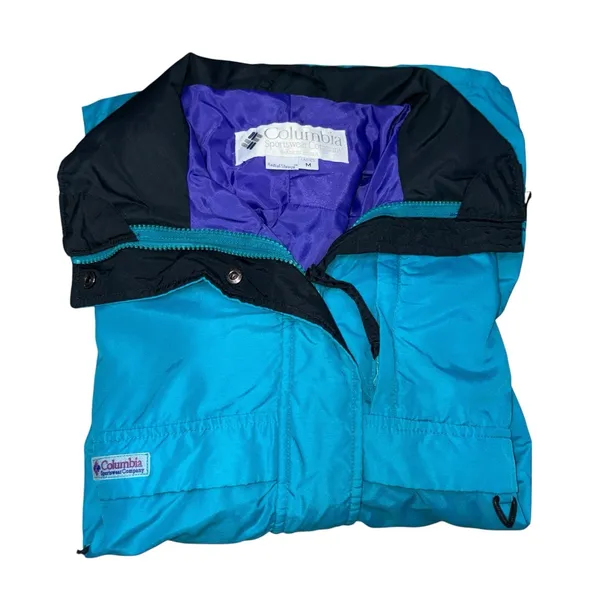 Columbia Sportswear Jacket Womens Medium Teal Purple Black Windbreaker - Image 12