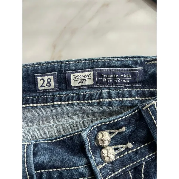 Miss Me Jean Rhinestone Embellished Cross Pocket Low Rise Bootcut 28x31 JP504689 - Image 14