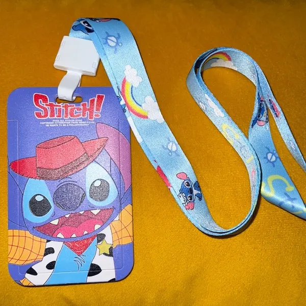 Fashion Disney Stitch Women's Name Card Case Lanyard‎ - Image 2