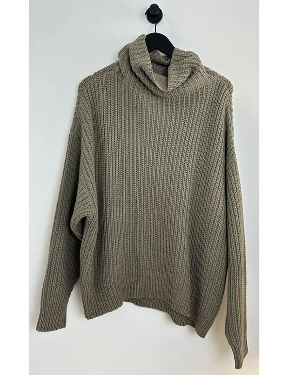 FREE PEOPLE Swim Too Deep Turtleneck Sweater in Olive Stone Size X-Small - Image 5