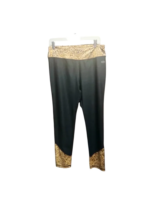 NWL Black Leopard Print Cropped Active Leggings Women’s XL - Image 2