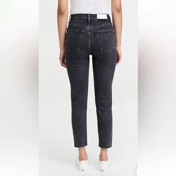 RE/DONE 90S High Rise Straight Leg Jeans in Stoned Noir Black Women's Size 24 - Image 3