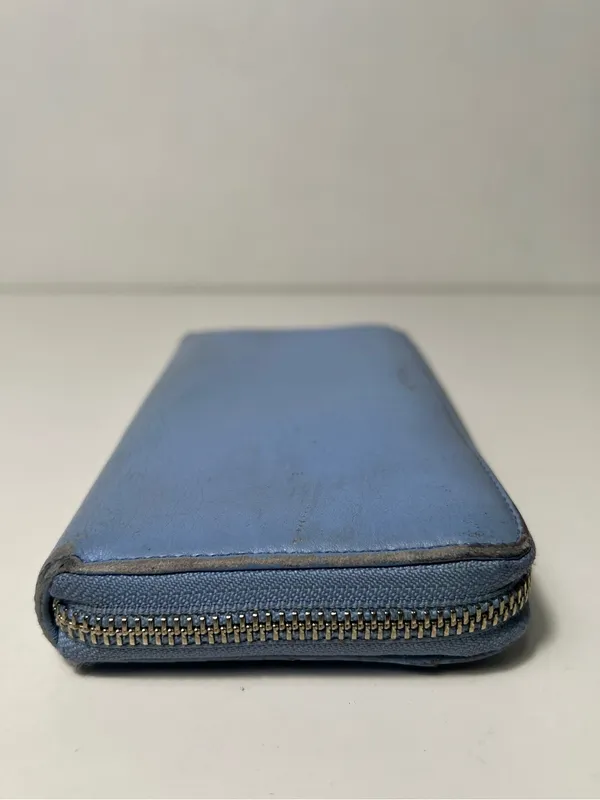 Coach Periwinkle Light Blue Leather Accordion Continental Zip Around Long Wallet - Image 5