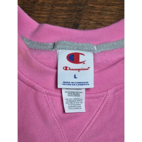 Barbiecore Champion Pink Crewneck Sweatshirt - Classic Large Pullover - Image 3