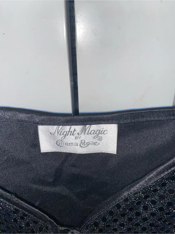 Vintage Night Magic plus size Sequin Cami Slip Top mini chemise lingerie - Image 8