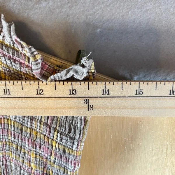 993 | Vernacular Smocked Halter Plaid Cotton Maxi Dress Cottagecore Womens Small - Image 3