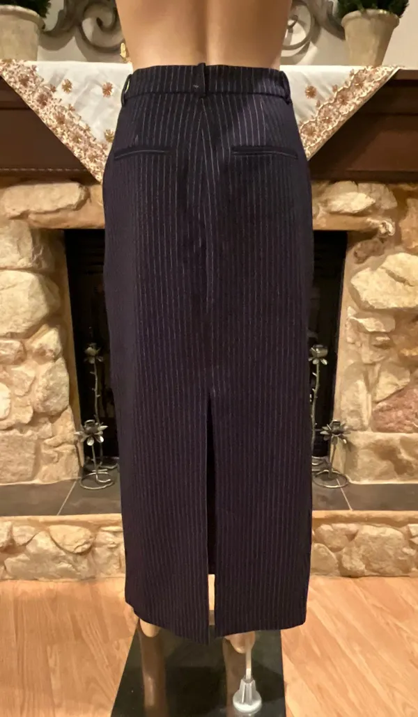 Pinstripe Maxi Dark Navy Skirt - Image 8