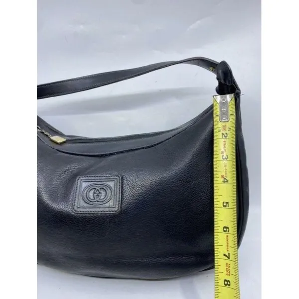 gucci vintage shoulder black leather cross body ba - Image 4