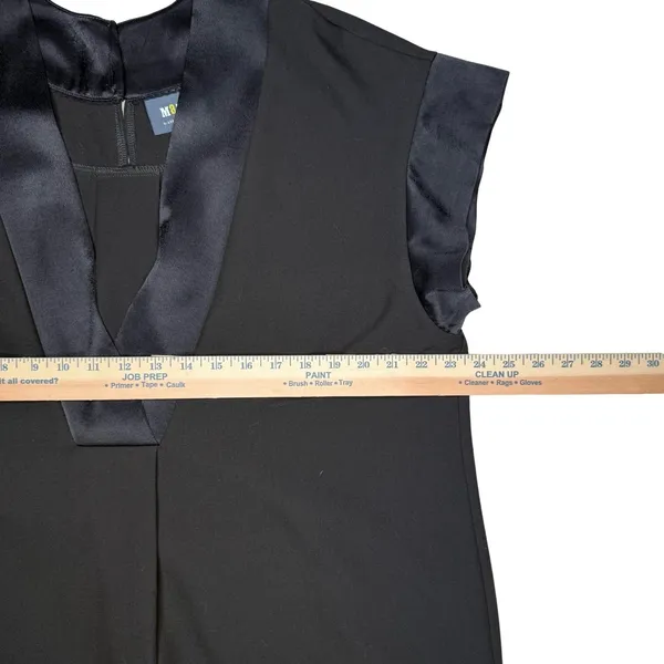 Maeve by Anthropologie XL Sleeveless Black Shift‎ Dress Pleated Front Satin Trim - Image 9