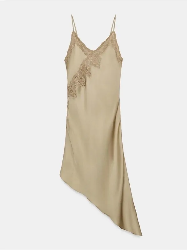 Zara asymmetrical satin lace dress - Image 4