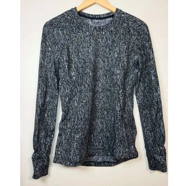 Lululemon Swiftly Tech Long Sleeve Women Size 6 Black White Static Athletic Top - Image 4