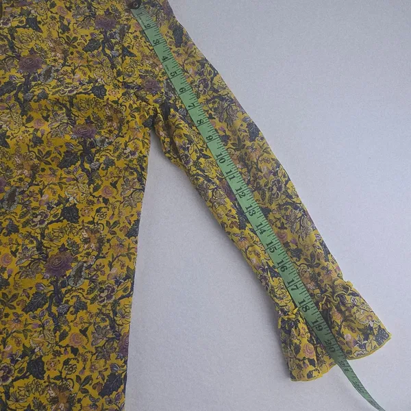 Madewell x Karen Walker Floral Print Dress Mock‎ Neck Long Sleeve Yellow Size 2 - Image 12