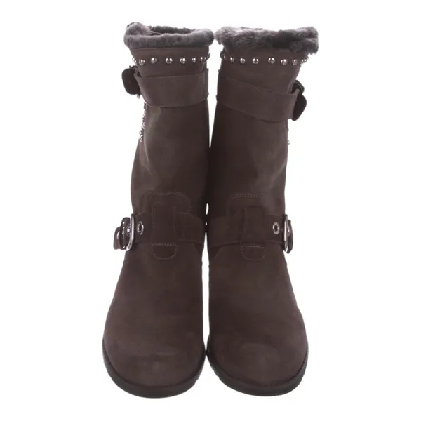 Stuart Weitzman Suede Studded Accent Moto Boots Mid Calf Size 7 Pre-Loved - Image 3