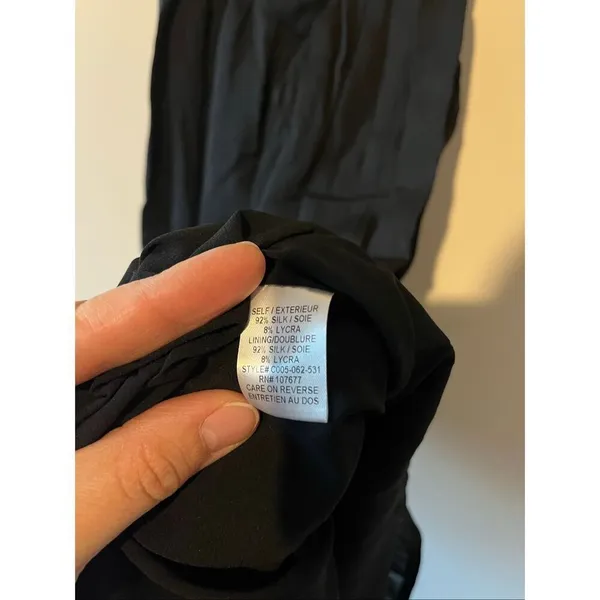 Vintage Alice + Olivia Black Y2K Silk T-Back Halter Mini Dress Pleated Drape XS - Image 7