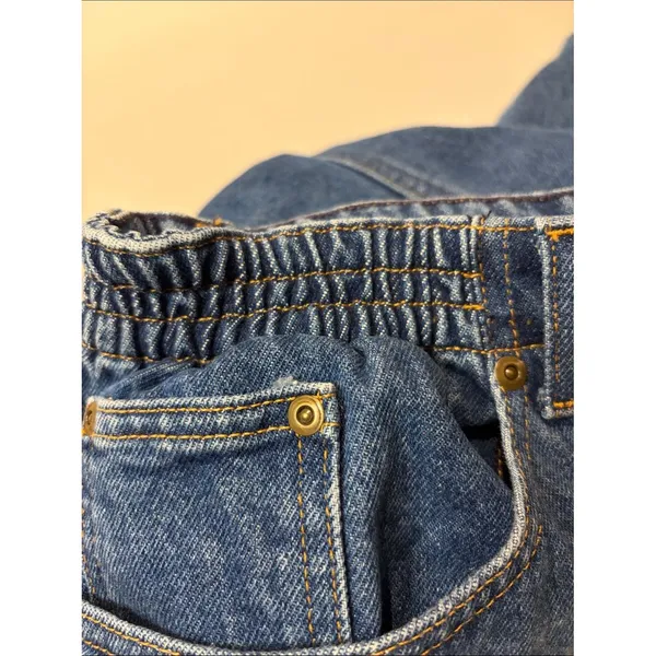 L.L.Bean Original Fit Relaxed 100% Cotton Plaid Lined Elastic Waist Jeans SZ 18W - Image 5