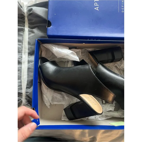 Apt. 9 Bootie Womens Size 8 Black Peep Toe Slingback Shootie Block Heel Comfort - Image 5