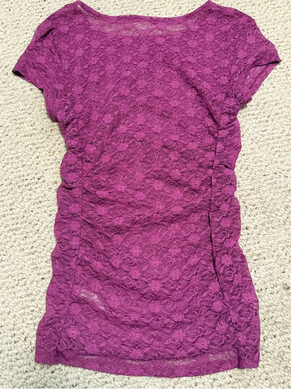 Free People Keep It Simple Top Dramatic Orchid Size M Fitted Lace‎ Baby Tee - Image 4