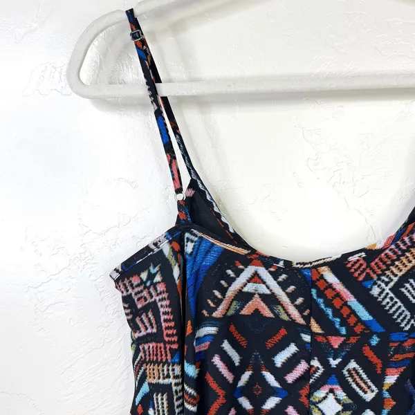 Show Me Your Mumu Bella Trapeze Black Geometric Guatemala Print Flowy Mini Dress - Image 5