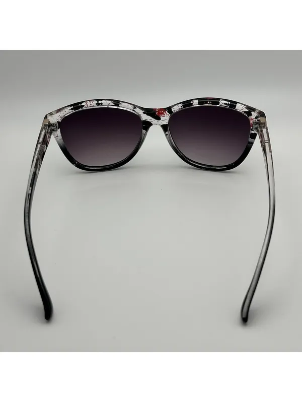 Steve Madden Oversized Cat Eye Sunglasses Black Clear Red Patterned Frames - Image 8