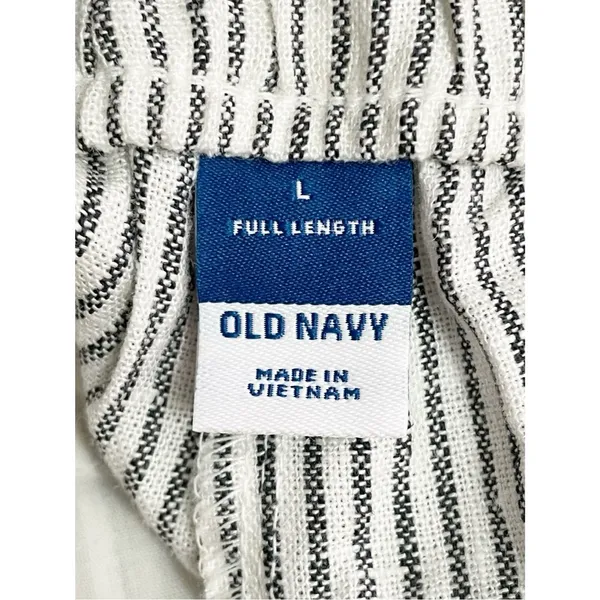 NWT Old Navy Linen Wide Leg Trouser Pants Gray Ivory Stripe High Rise Size Large - Image 9