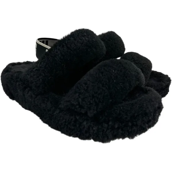 Ugg Oh Yeah Slides Slippers Sandals Sheepskin Shearling Slingback Black 6 - Image 2