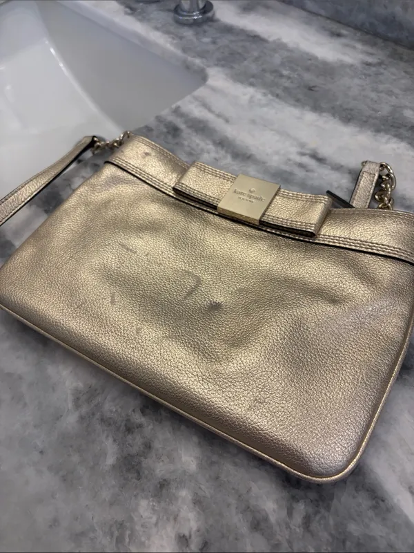 Kate Spade Primrose‎ Hill Leather Crossbody Shoulder Bow Bag Gold - Image 4