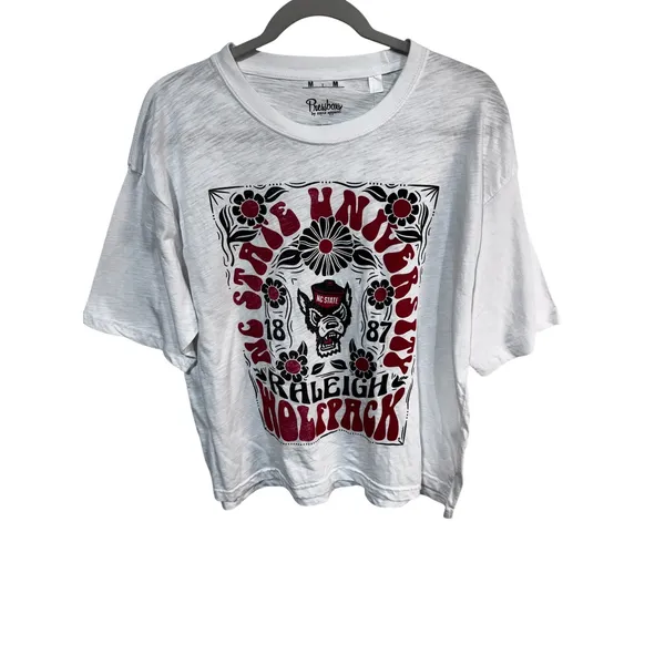 Pressbox Women's Medium White NC State Wolfpack T-Shirt Floral Graphic NWT - Image 6