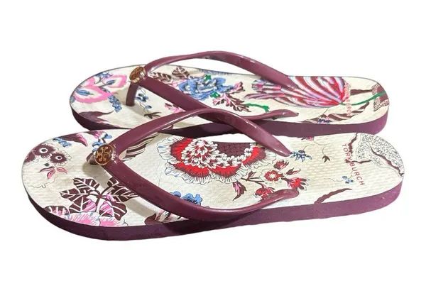 Tory Burch Thin Platform Printed Sandals in New Claret - Image 4
