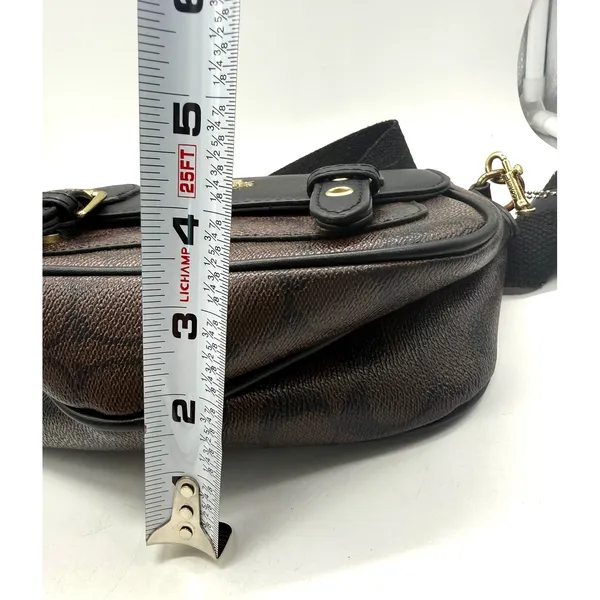 Coach Signature Lucy Crossbody‎ Bag Womens Small Brown Canvas Leather Buckle - Image 11