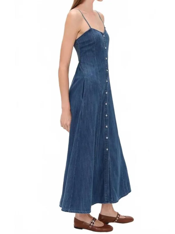 Z Supply Angel Eyes Denim Midi Dress Medium Indigo MEI NWT Size Small - Image 2